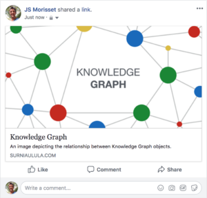 A Facebook share example using an attachment page URL.